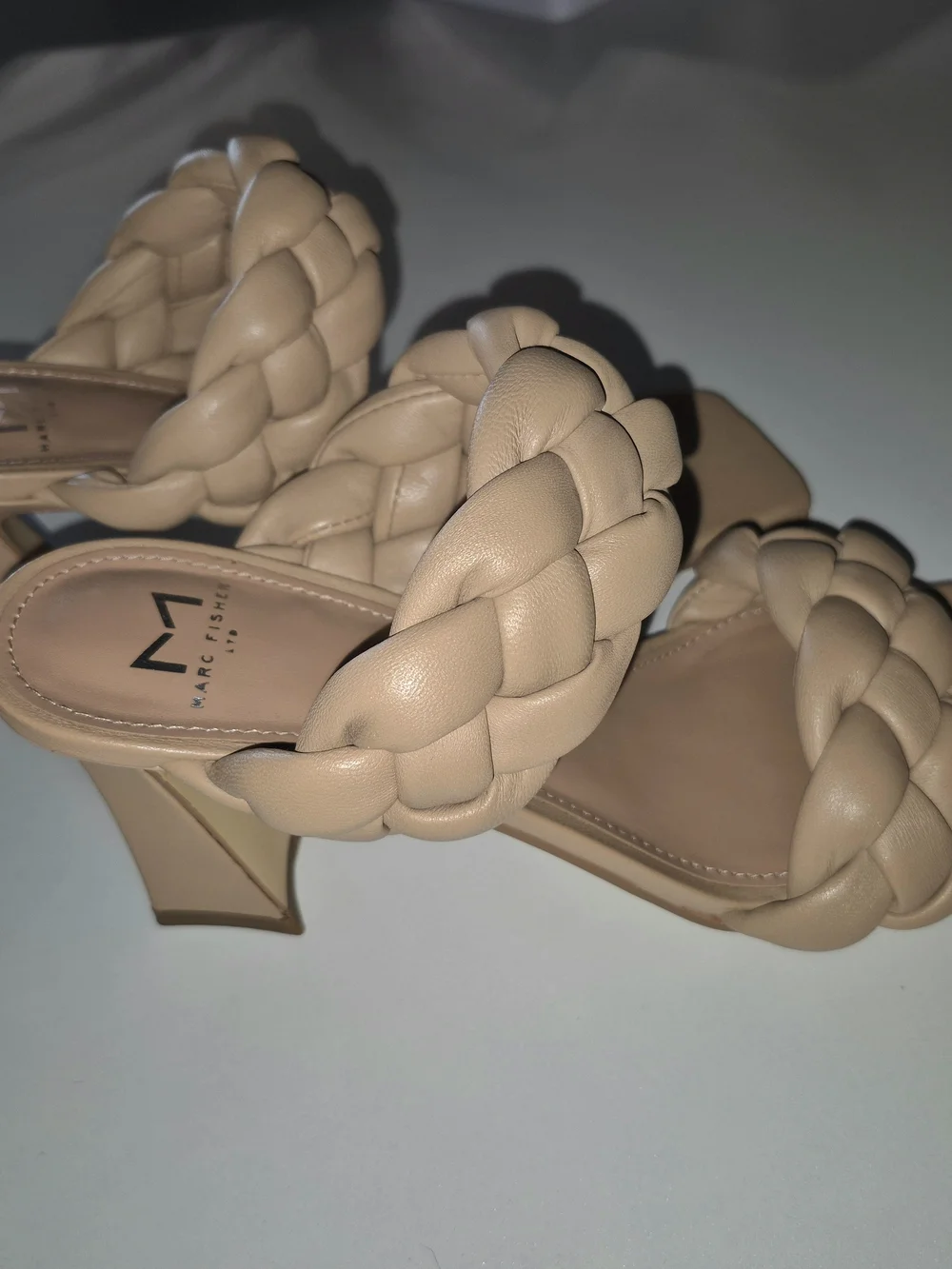 Marc Fisher LTD Braided Cognac Block Heel Sandals Heels - Picture 3 of 7